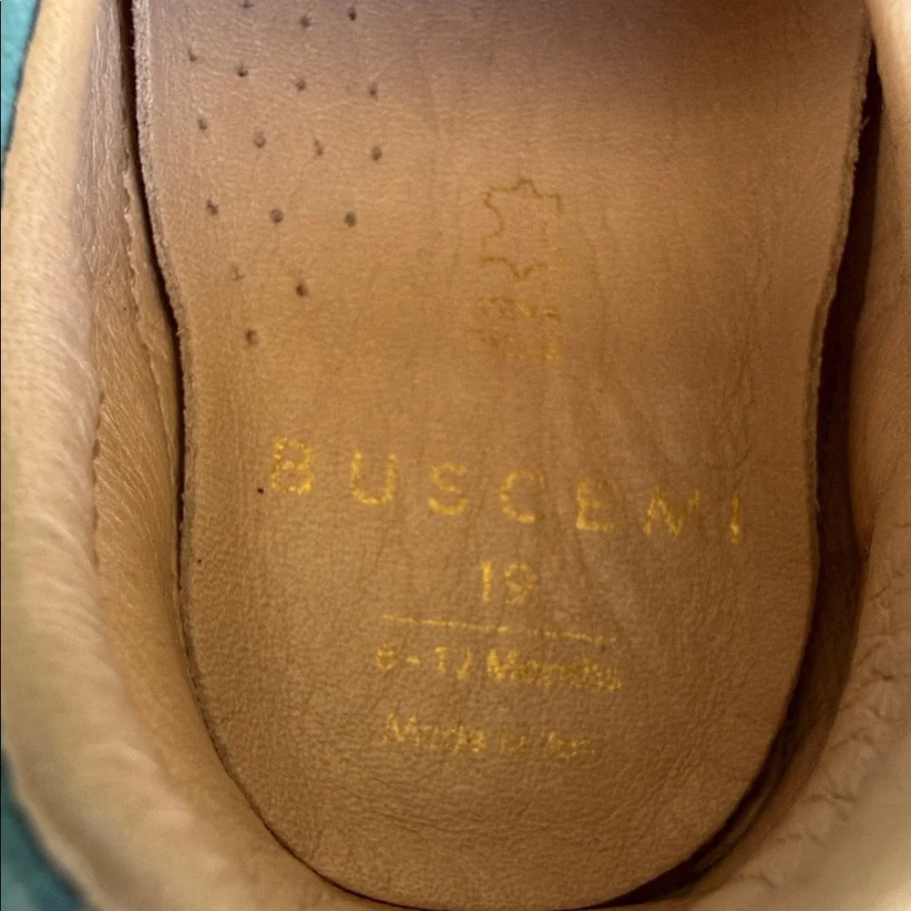 Buscemi Kids Teal Leather Slip-On Moccasins